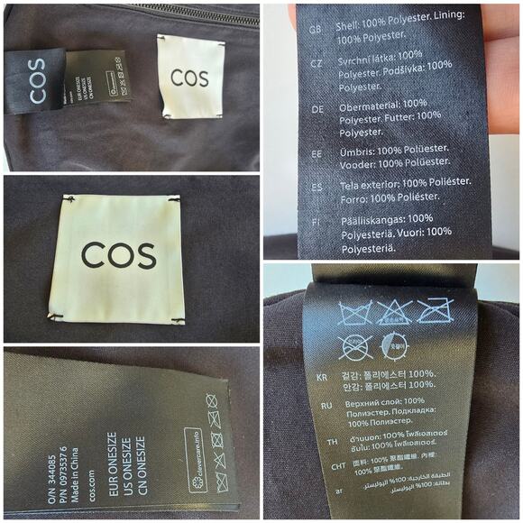 COS Quilted Mini Bag Black Puffer Purse Zip Top Hobo Handbag - Picture 9 of 9